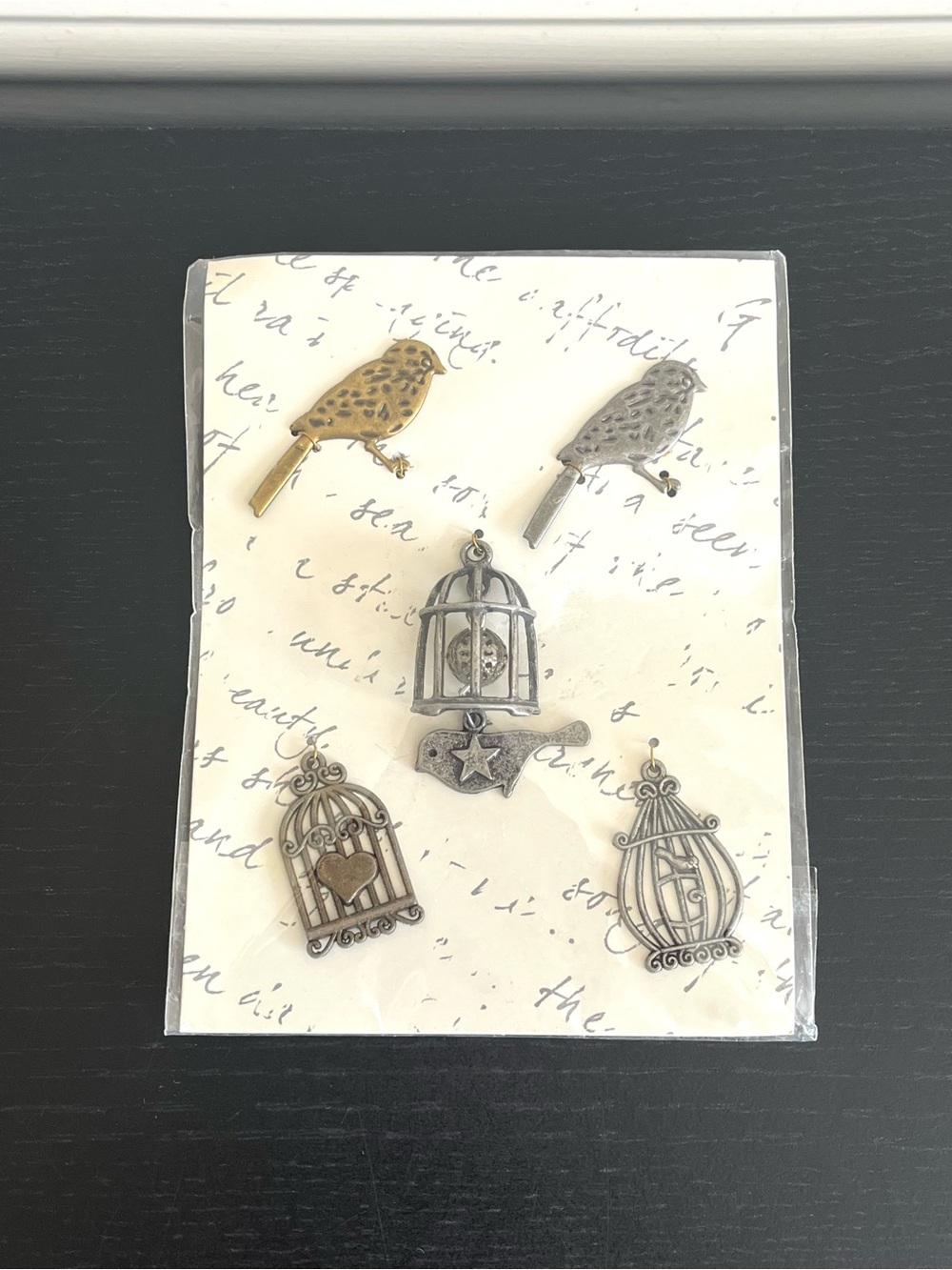 Michaels Bird Cage Metal Embellishments 5pc Silver Gold Tone Antique Style